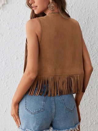 Western Cowgirl Fringe Studded Vest