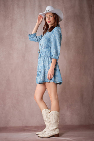 Western Paisley Shirt Dress