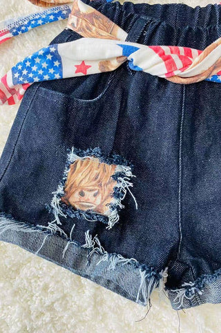 Top denim shorts girls set