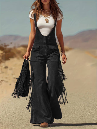Western Cowgirl Fringe Overalls