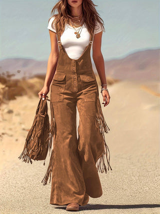Western Cowgirl Fringe Overalls