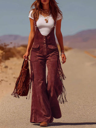 Western Cowgirl Fringe Overalls