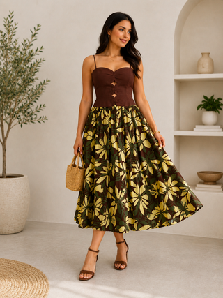 Mocha Blossom Dress