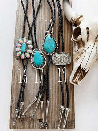 Western Bolo Tie Long Pendant Necklace