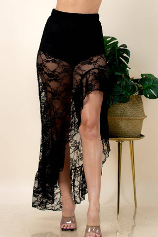 Asta Lace Elastic Ruffled Western Skirts