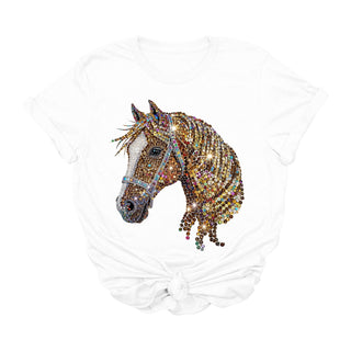 Sequin Diamond Horse Graphic Tee | Glam Western Cowgirl T-Sh