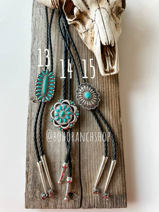 Western Bolo Tie Long Pendant Necklace