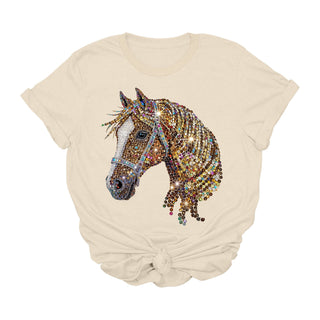 Sequin Diamond Horse Graphic Tee | Glam Western Cowgirl T-Sh