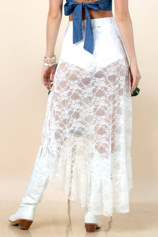 Asta Lace Elastic Ruffled Western Skirts