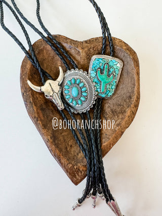 Western Bolo Tie Long Pendant Necklace