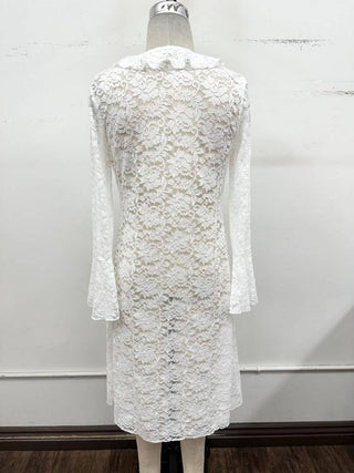 Lace Ruffle Tie Front Duster Cover-Up