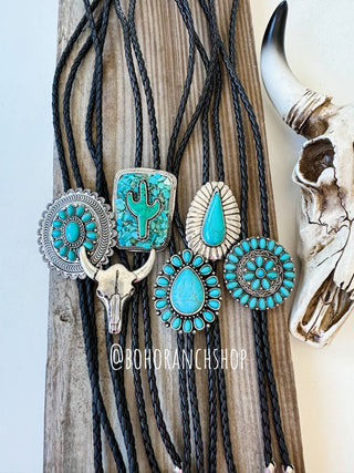 Western Bolo Tie Long Pendant Necklace