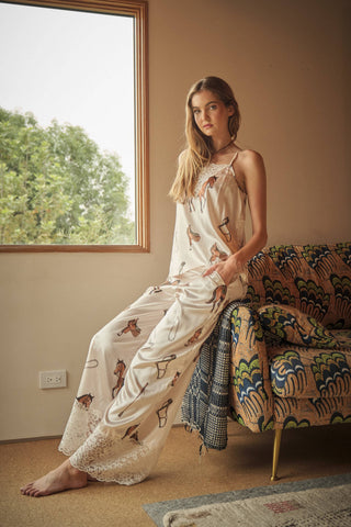 Western Equestrian Lace Satin Pants