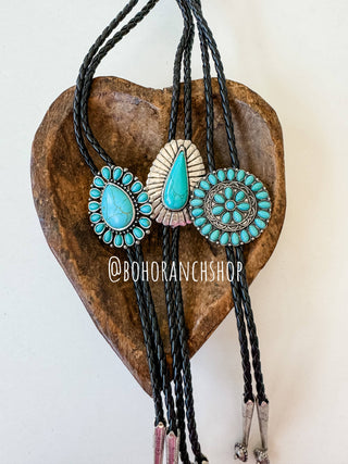 Western Bolo Tie Long Pendant Necklace