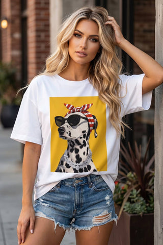 Christal Dalmatian Print Oversize T Shirts