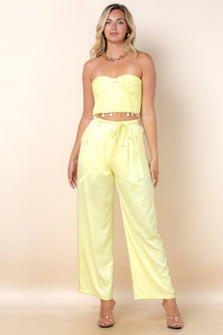 Sayla Chunky Knit Detail Top And Pants Set