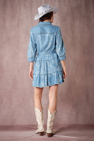 Western Paisley Shirt Dress