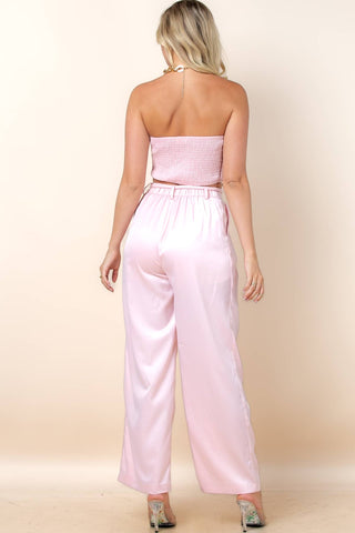 Sayla Chunky Knit Detail Top And Pants Set