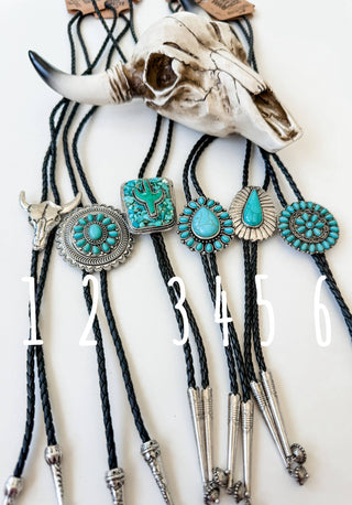 Western Bolo Tie Long Pendant Necklace