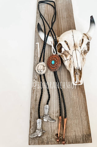 Western Bolo Tie Long Pendant Necklace