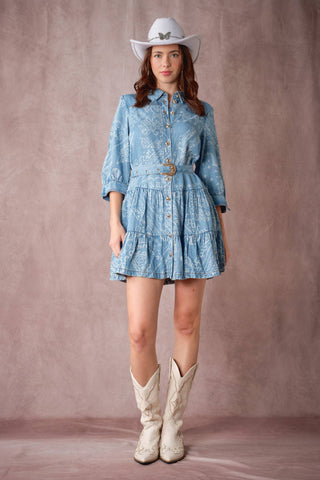 Western Paisley Shirt Dress