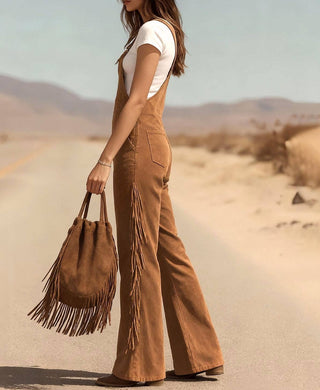 Western Cowgirl Fringe Overalls