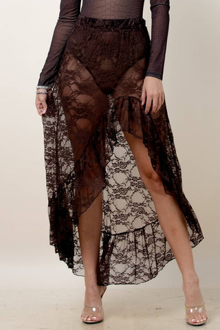 Asta Lace Elastic Ruffled Western Skirts