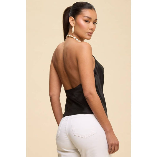 COWL NECK BEADED CHAIN TOP