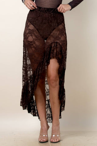 Asta Lace Elastic Ruffled Western Skirts