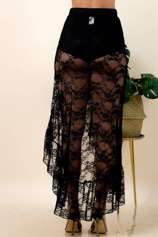Asta Lace Elastic Ruffled Western Skirts