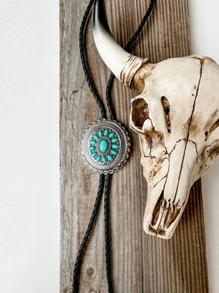 Western Bolo Tie Long Pendant Necklace
