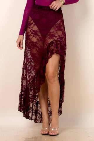 Asta Lace Elastic Ruffled Western Skirts