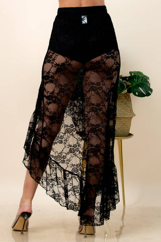 Asta Lace Elastic Ruffled Western Skirts