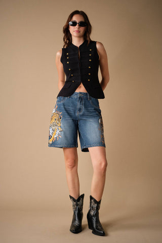 Military Button Sweater Knit Vest