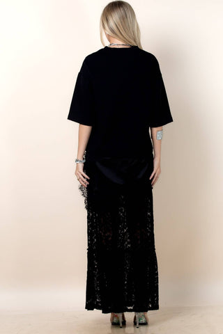 Loba Solid Asymmetric Lace Loose Fit Top